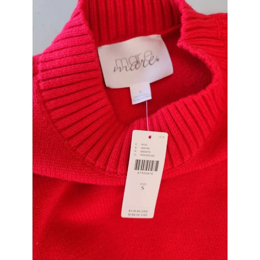 NWT Anthropologie Mare Mare Twofer Mock-Neck Sweater dress Sz S Red 9A401 - Picture 8 of 11